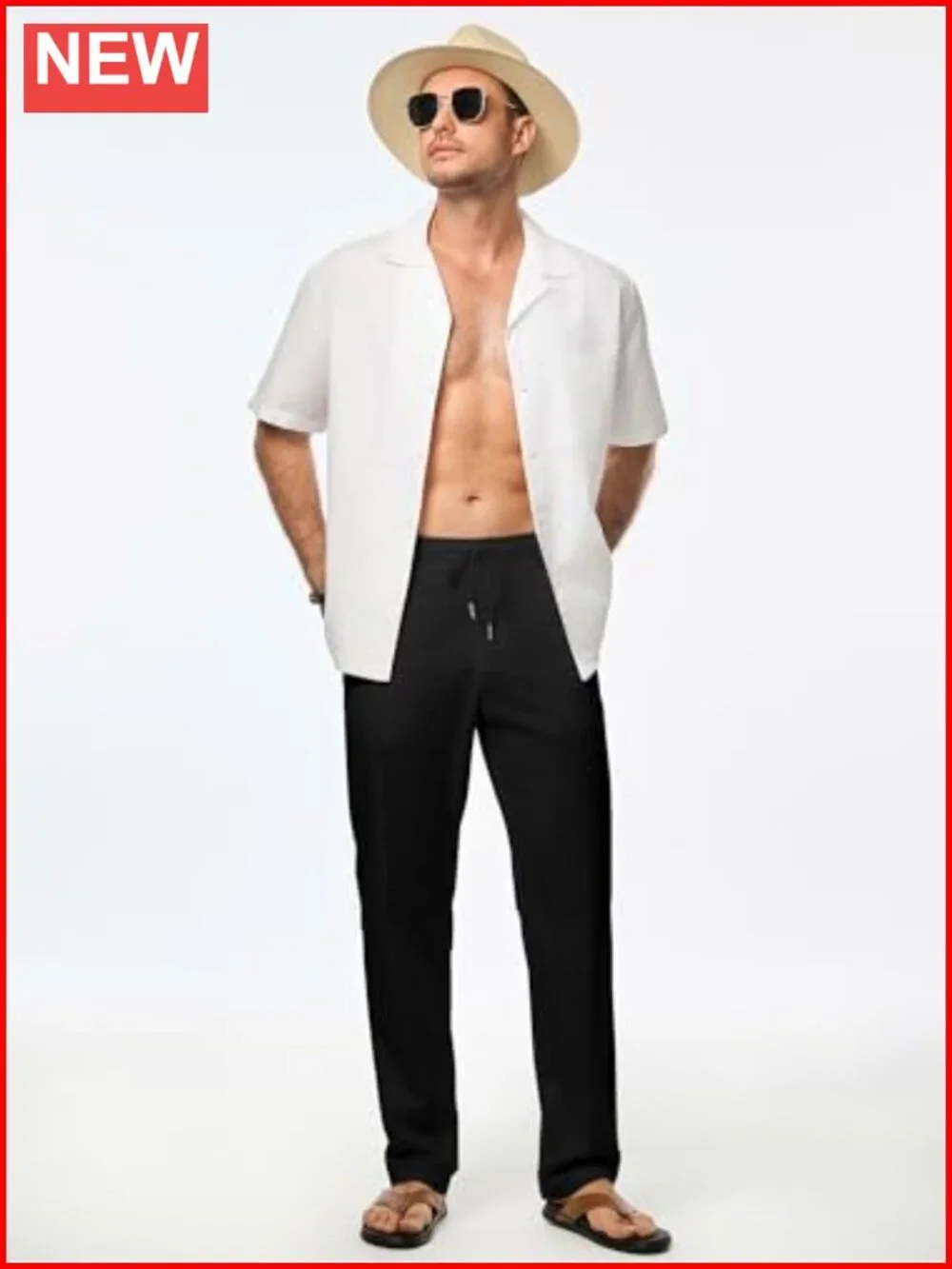 Men's Casual Drawstring Joggers Elastic Waist Lightweight Pants with Pockets